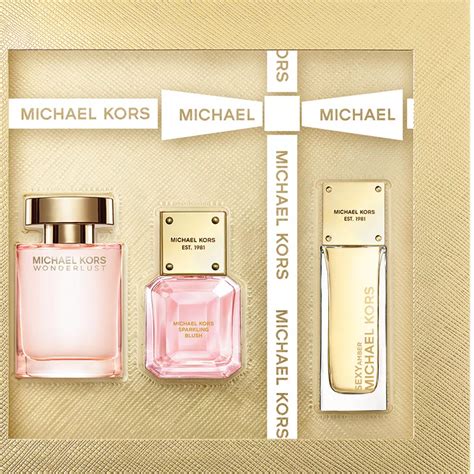 michael kors wonderlust 3-piece set|Michael Kors miniature perfume set.